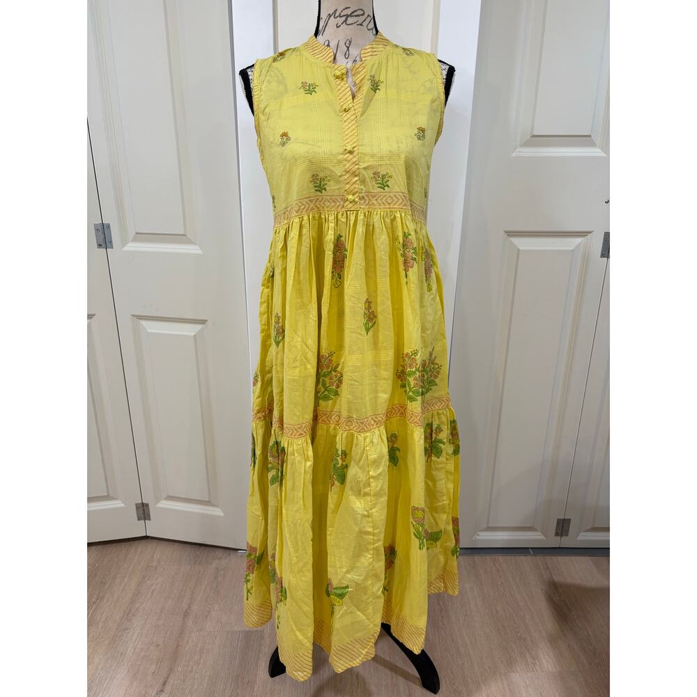 NWT Generation Woman Tropical Splendor Boho Hippie Yellow Maxi Dress Size 8